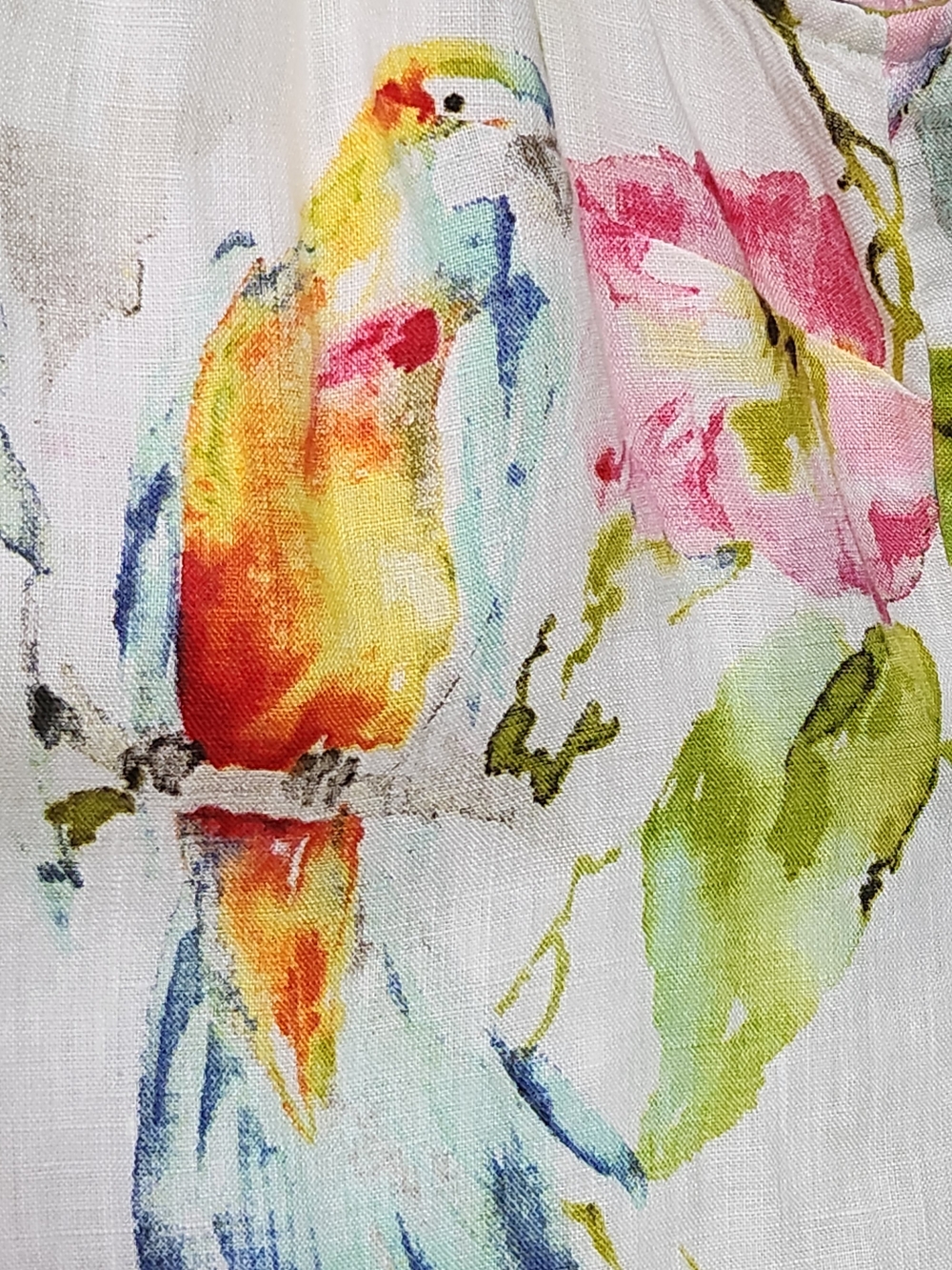 Tommy Bahama 100% Linen Tropical Parrot Floral Halter Top Back-Tie Blouse - Picture 6 of 15